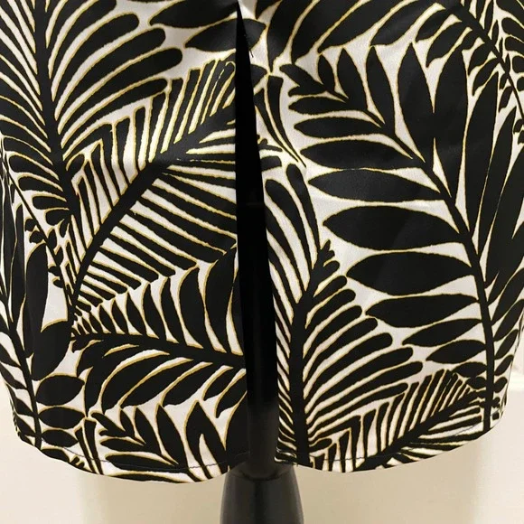 Avec Les Filles Halter Midi Dress Palm Leaf Tropical Size 10 Satin Black Gold - Picture 6 of 13